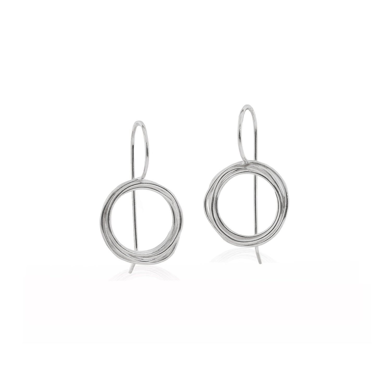 Small Circular Coiled wire Hook Earrings in Sterling Silver handmade in Adelaide, South Australia by Melissa Gillespie Jewellery