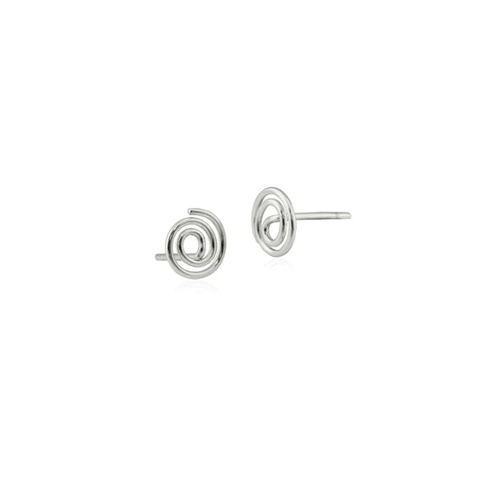 Sterling Silver Spiral Shaped Wire Stud Earrings handmade in Adelaide, South Australia by Melissa Gillespie Jewellery