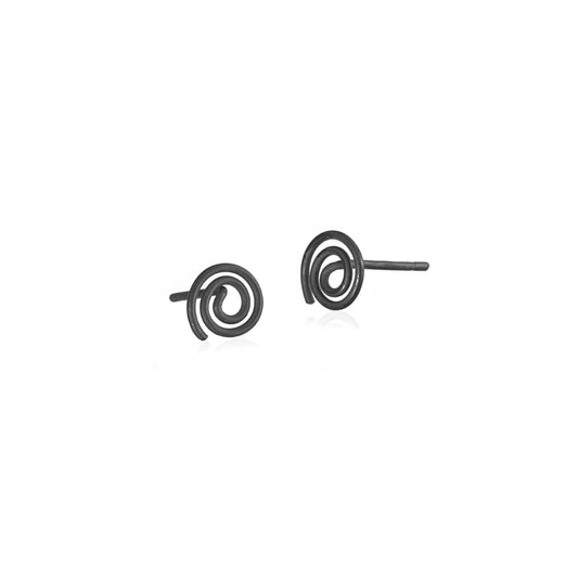 Oxidized Sterling Silver Spiral Shaped Wire Stud Earrings handmade in Adelaide, South Australia by Melissa Gillespie Jewellery
