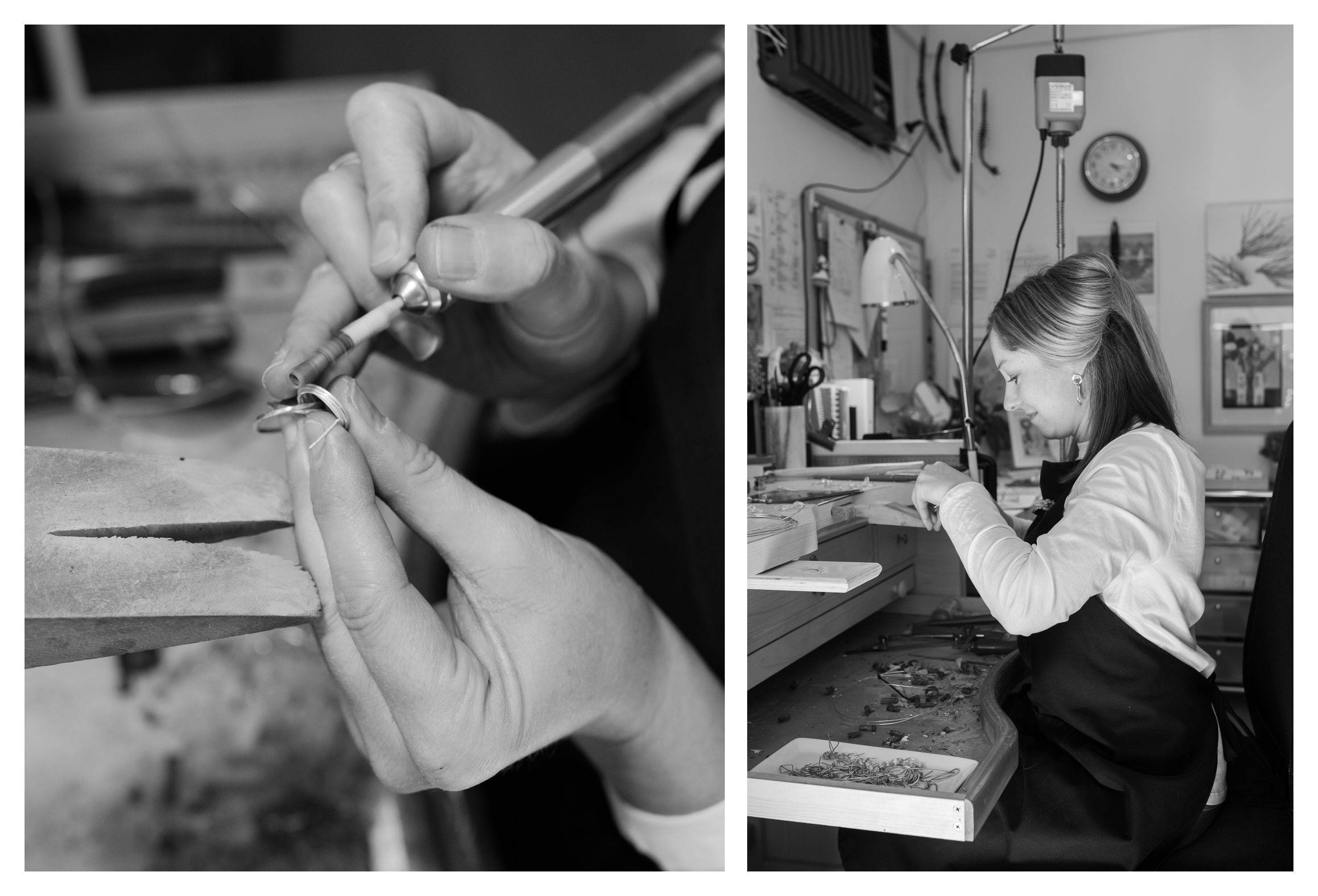 Melissa Gillespie at her jewellery bench handcrafting unique Contemporary Jewellery from Sterling Silver in Adelaide, South Australia
