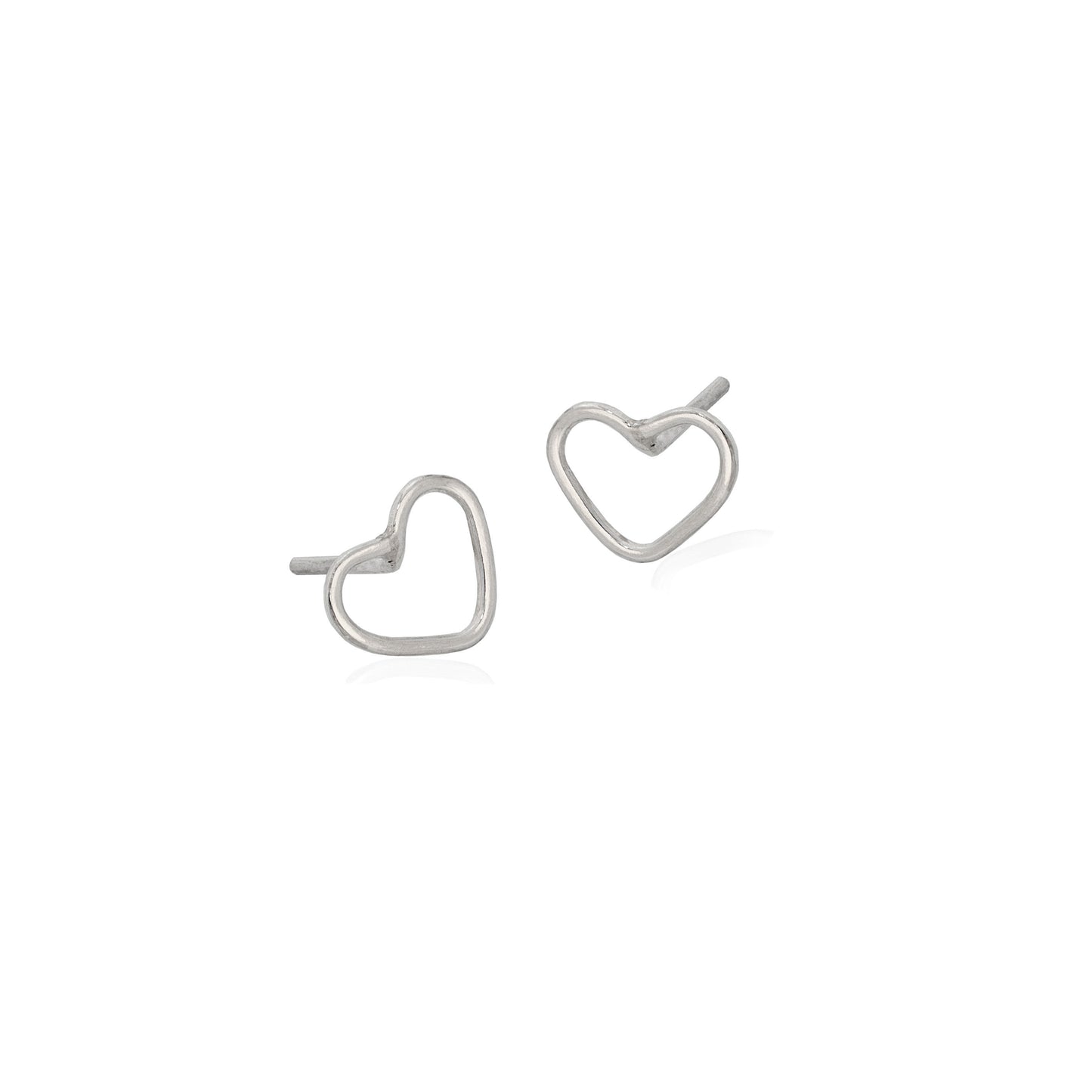 Sterling Silver Heart Shaped Wire Stud Earrings handmade in Adelaide, South Australia by Melissa Gillespie Jewellery