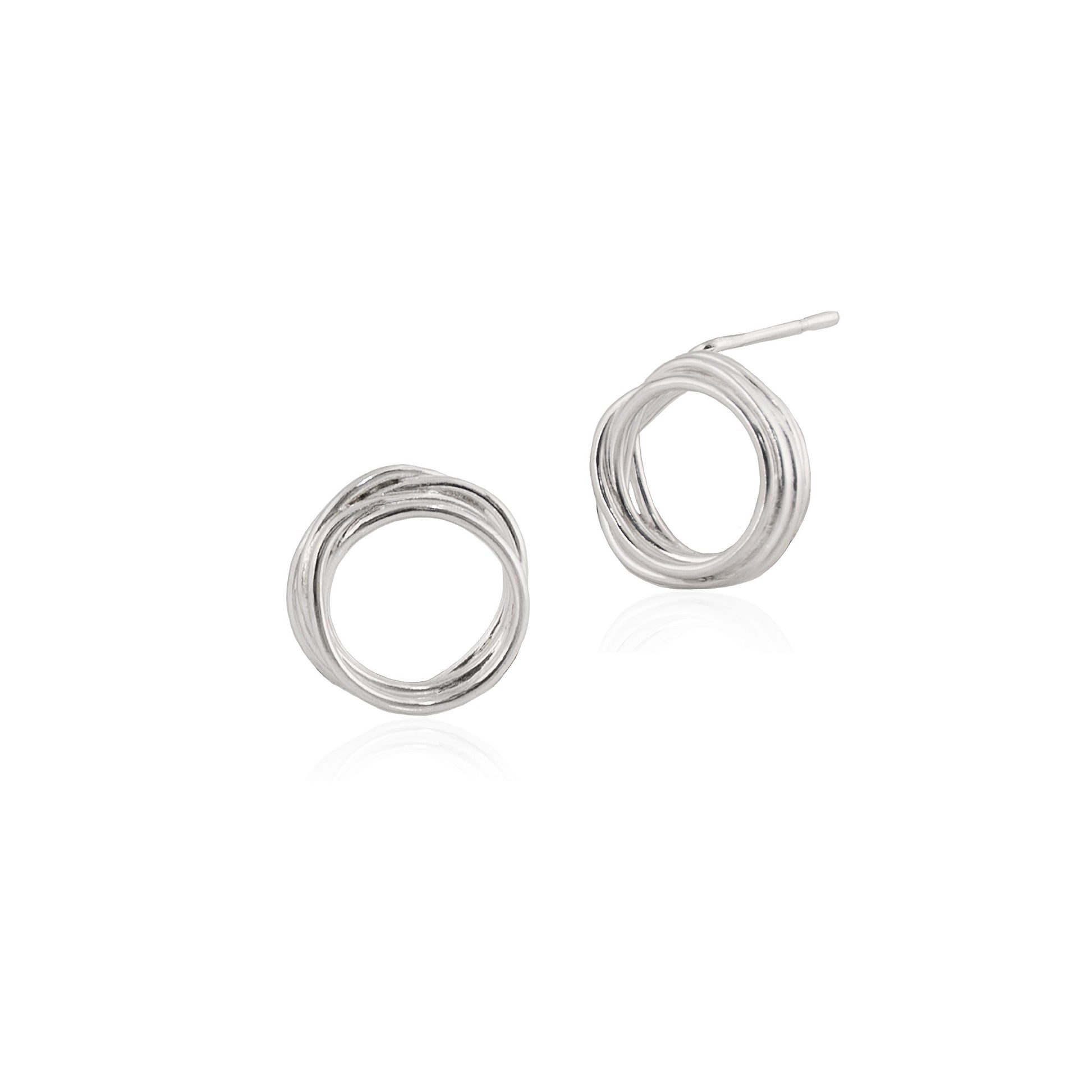 Medium Sterling Silver Circular Coiled Wire Stud Earrings handmade in Adelaide, South Australia by Melissa Gillespie Jewellery