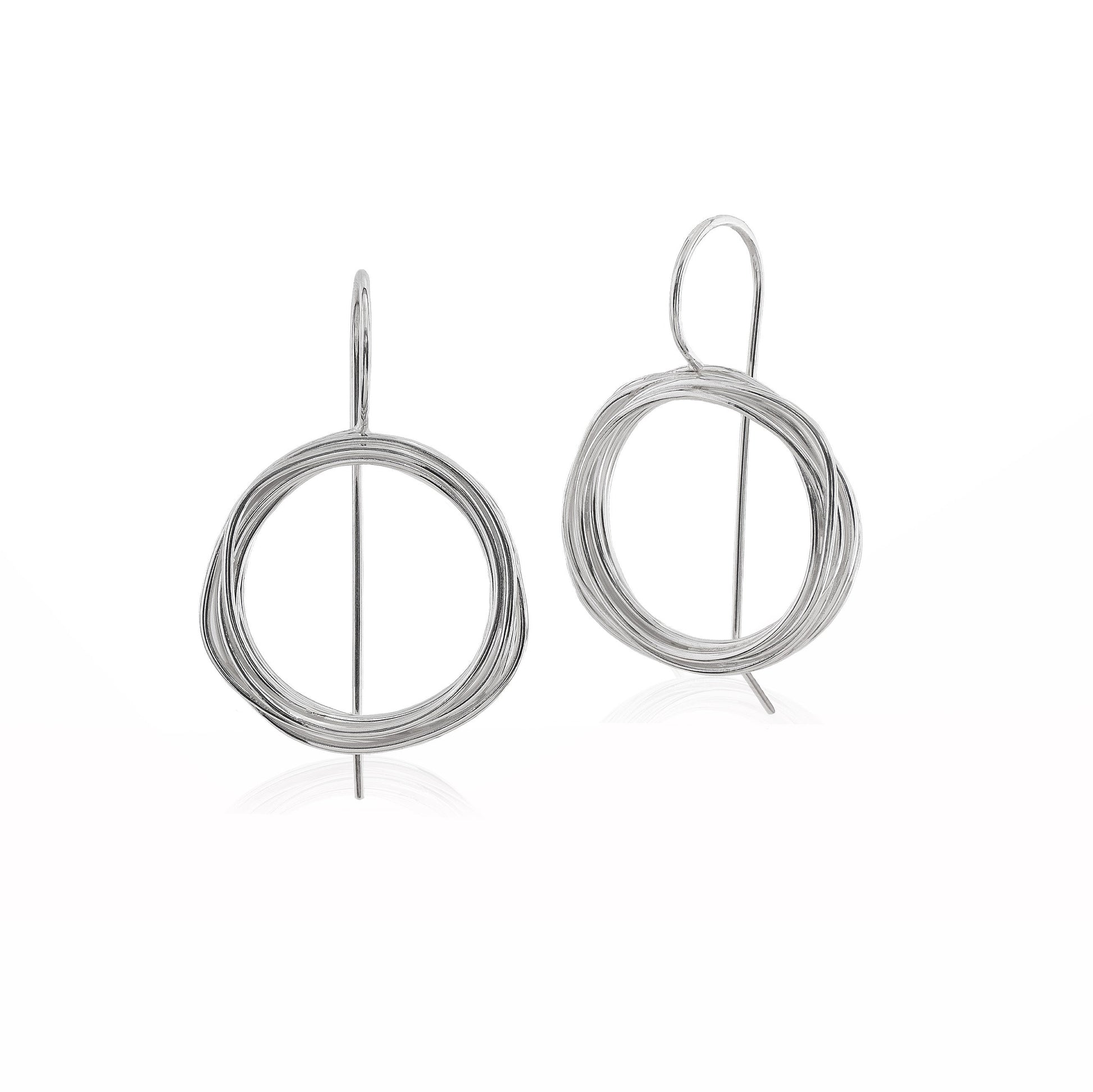 Large Circular Coiled wire Hook Earrings in Sterling Silver handmade in Adelaide, South Australia by Melissa Gillespie Jewellery